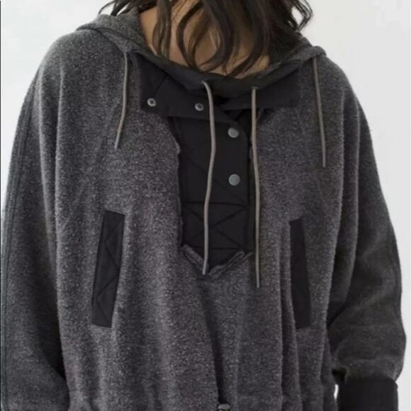 Free People We The Free Sadie Surplus Knit Jacket Gray/Black - Small - NWT - Picture 4 of 10